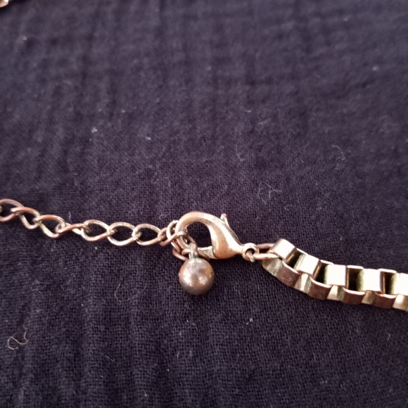 Blue Chunky Beaded Necklace with Gold Box Chain - Picture 5 of 9